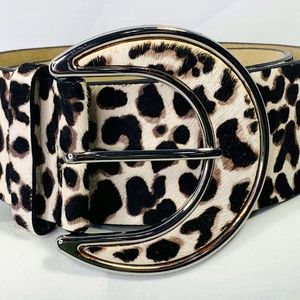 White House Black Market HairCalf Leather Belt, Medium